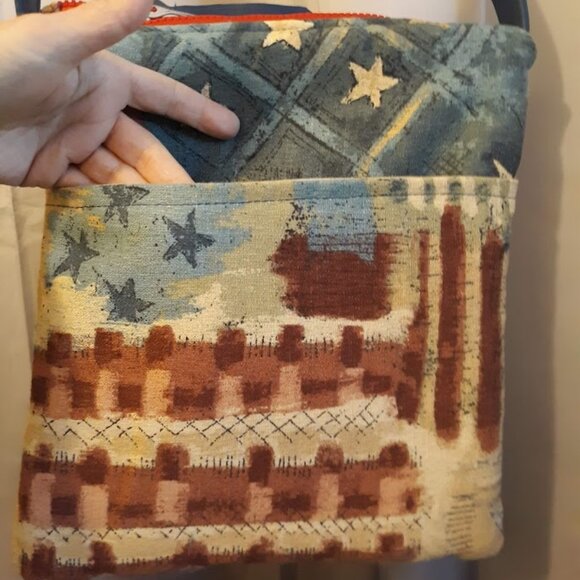 New Patriotic Stars & Stripes USA Canvas Crossbody Purse ShoulderBag Retro look - Picture 5 of 12